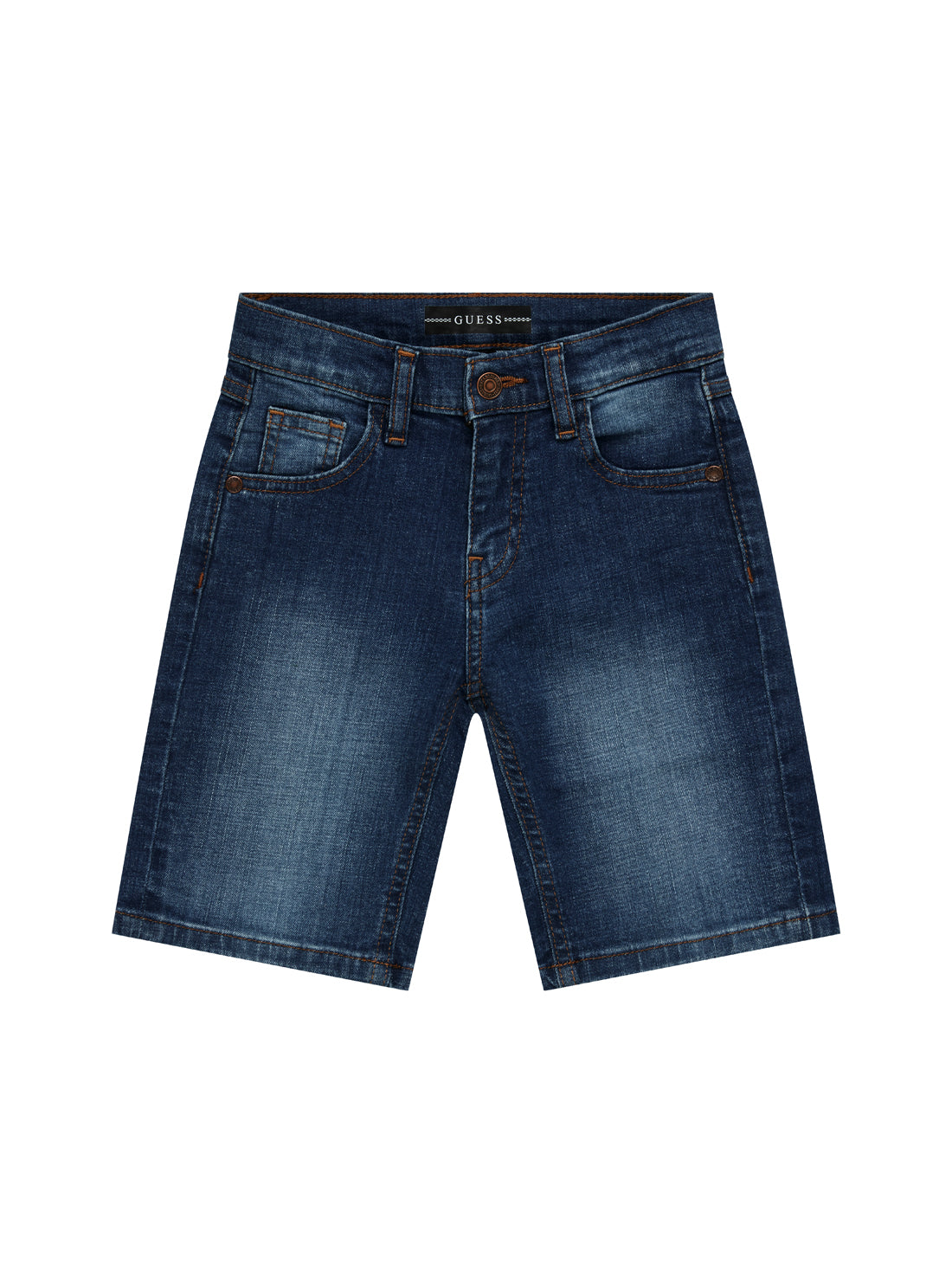 GUESS Kids Blue Stretch Denim Shorts (2-7) N4RD12D52Z0 Front View