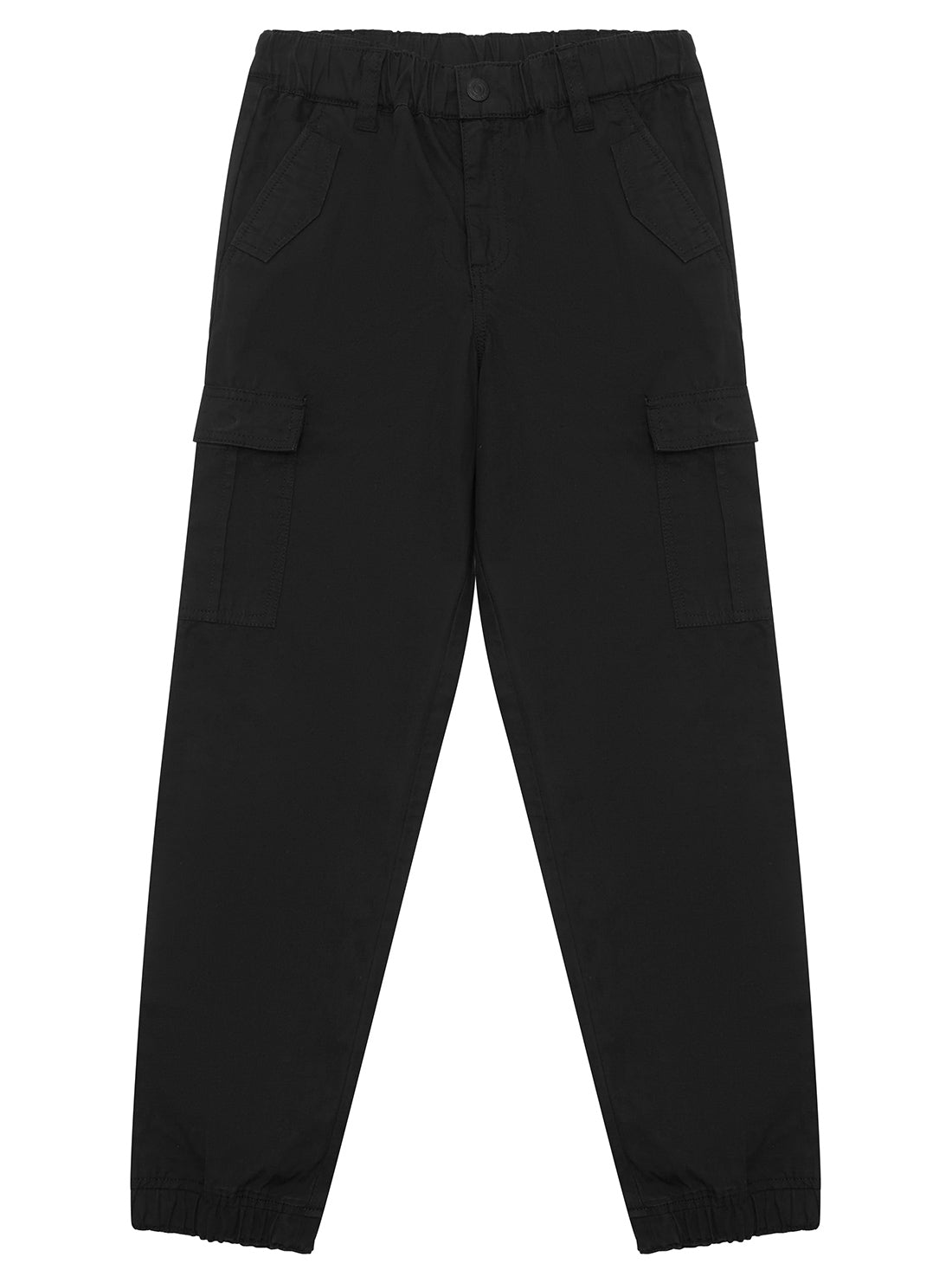 Black Poplin Cargo Pants (2-7)