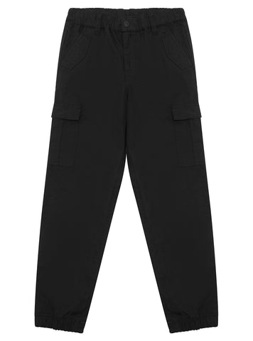 Black Poplin Cargo Pants (2-7)