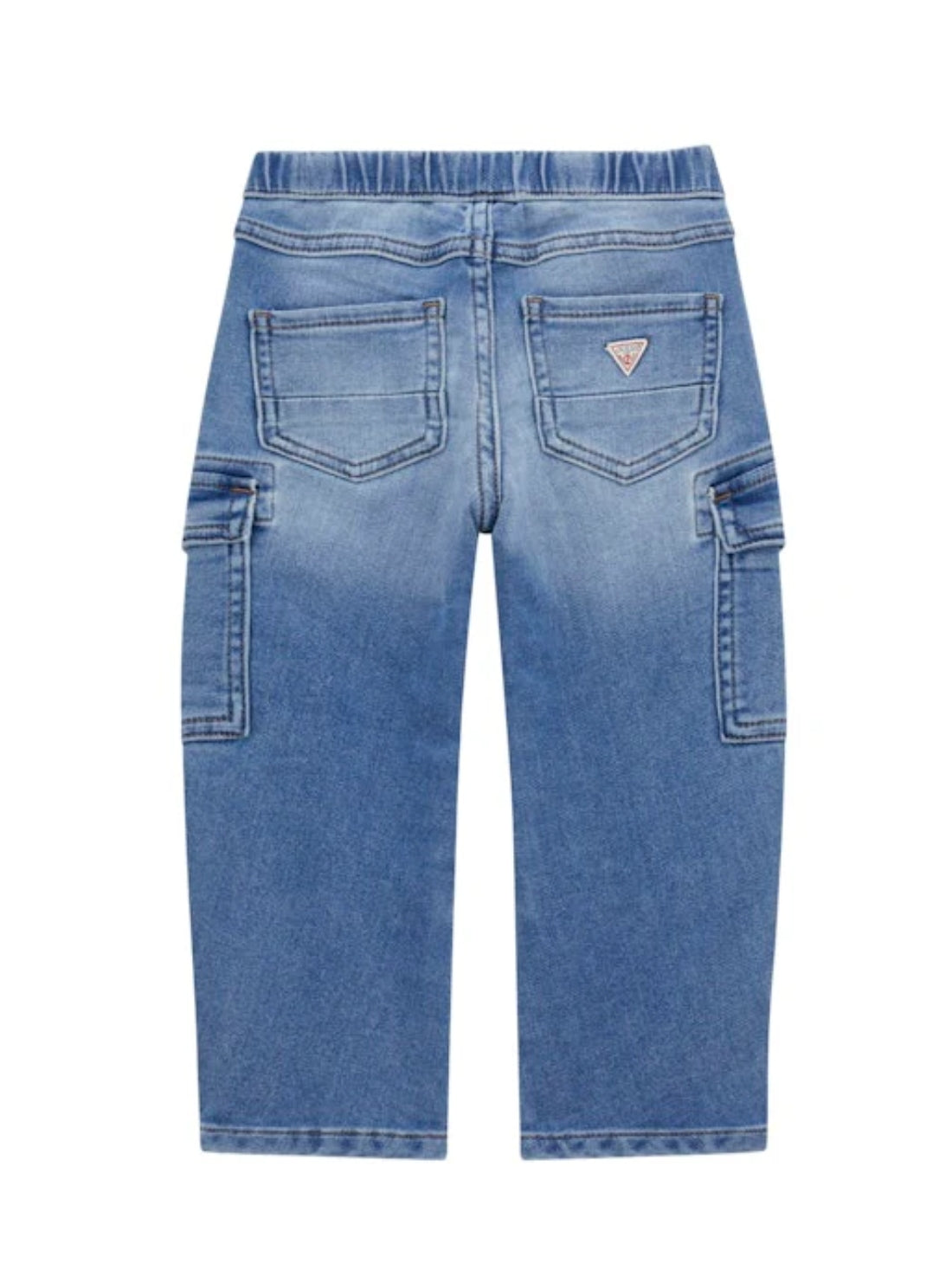 GUESS Kids Blue Knit Denim Cargo Pants (2-7) N5GA02D5FQ0 Back View