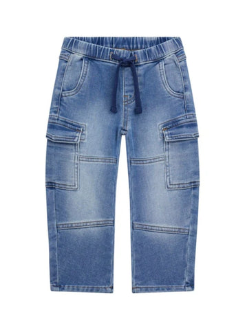 GUESS Kids Blue Knit Denim Cargo Pants (2-7) N5GA02D5FQ0 Front View