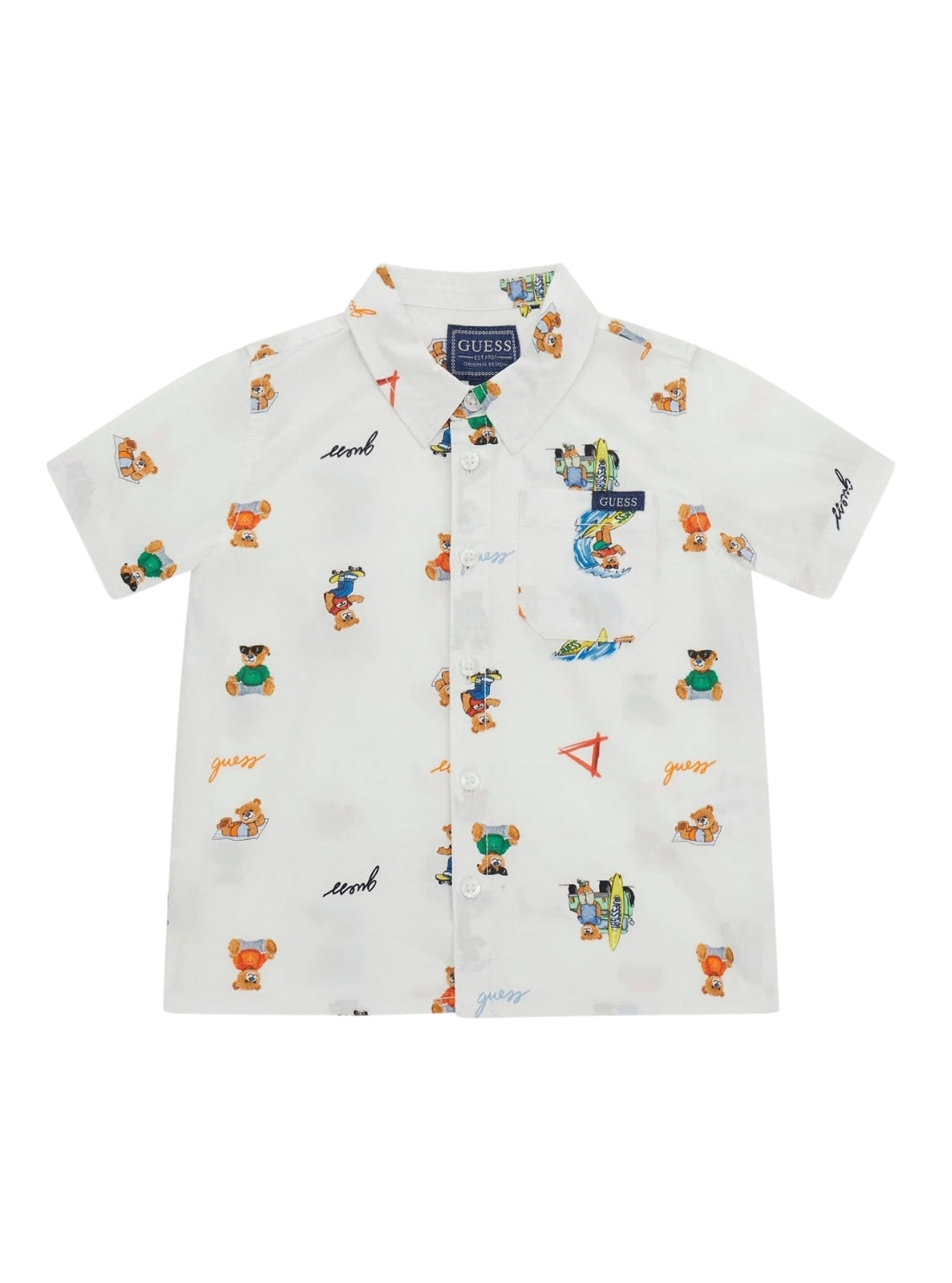 GUESS Kids Eco White Poplin Shirt (2-7) N5GH05WBHQ1 Front View