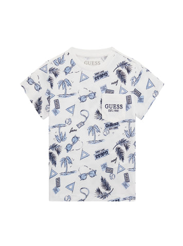 GUESS Kids White All-Over Print T-Shirt (2-7) N5GI02K8HM4 Front View