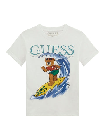 GUESS Kids Eco White Bear Graphic T-Shirt (2-7) N5GI04K8HM4 Front View
