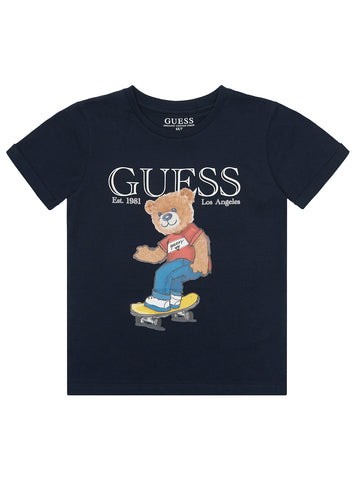 GUESS Kids Blue Bear Graphic T-Shirt (2–7) N5GI04K8HM4 Front View