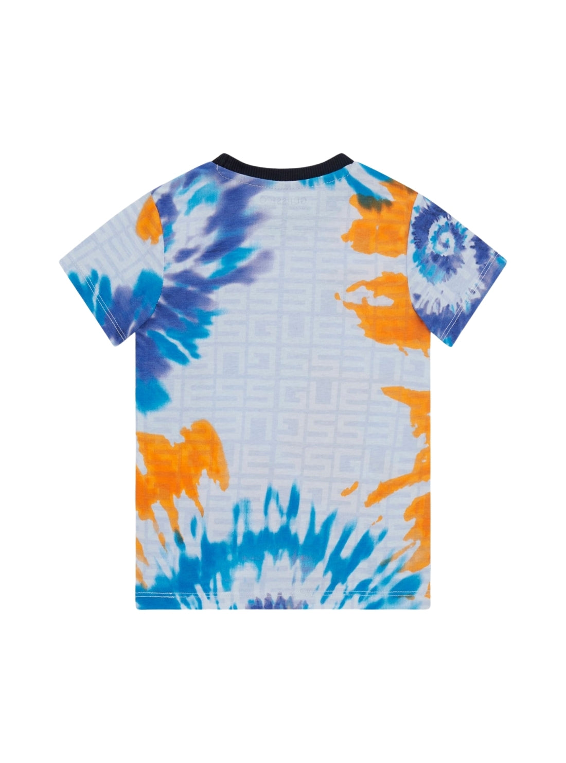GUESS Kids Blue Yellow Tie Dye Printed T-Shirt (2-7) Back View