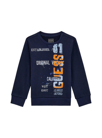 GUESS Kids Blue Graphic Printed Active Top (2-7) Front View