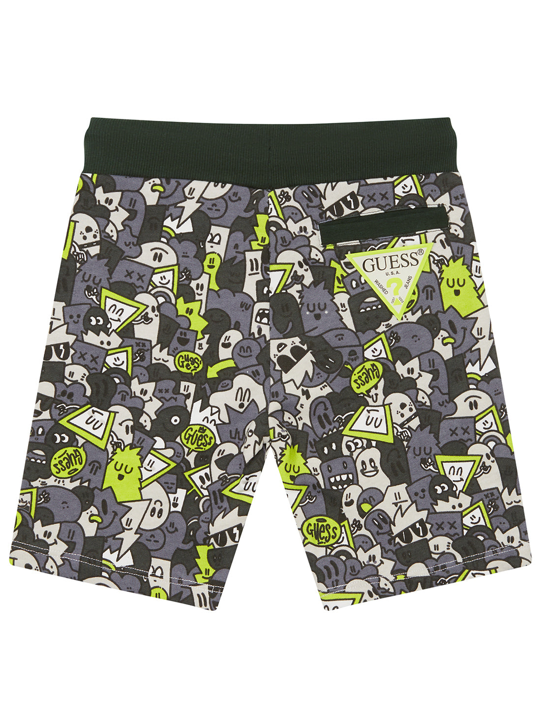 GUESS Kids Black Multi Graphic Active Shorts (2-7) N5YD00KA6R4 Back View