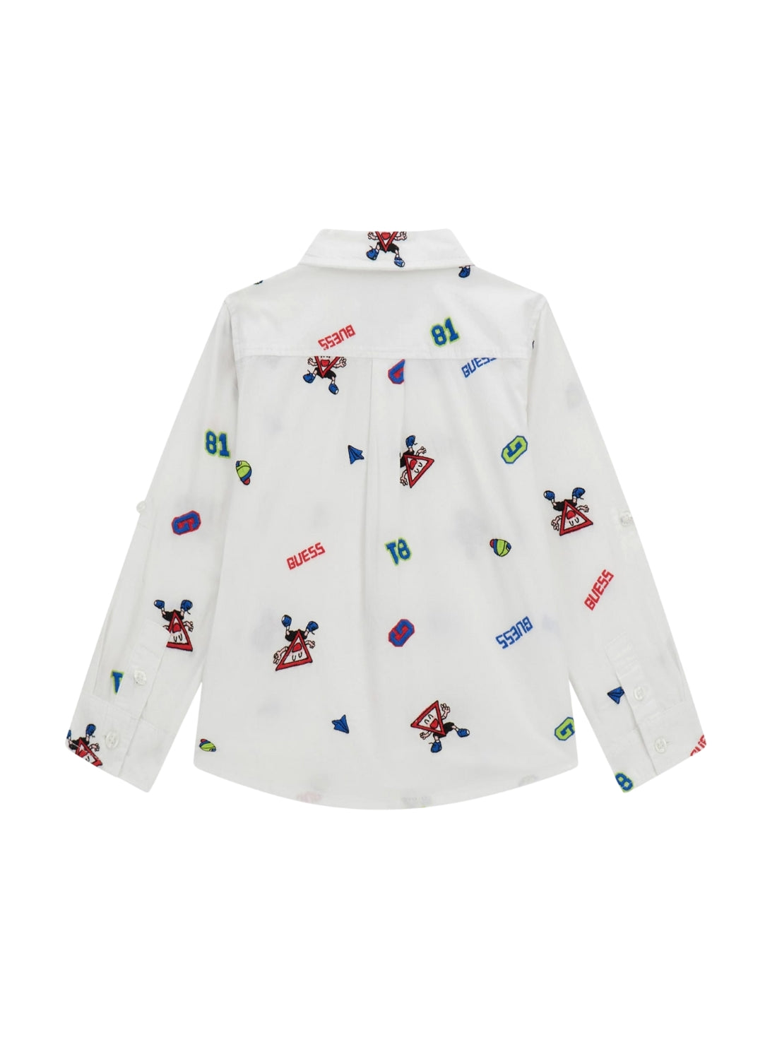 GUESS Kids White Poplin Long Sleeve Graphic Shirt (2-7) Back View
