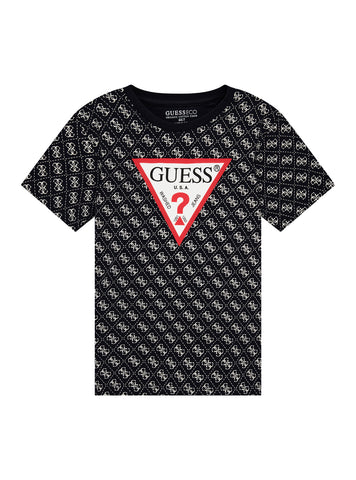 GUESS Kids Eco Navy Logo T-Shirt (2-7) N5YI04K8HM4 Front View