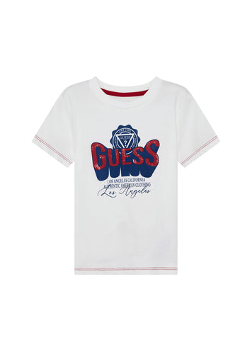 GUESS Kids White Logo Graphic T-Shirt N5YI12K8HM0 Front View