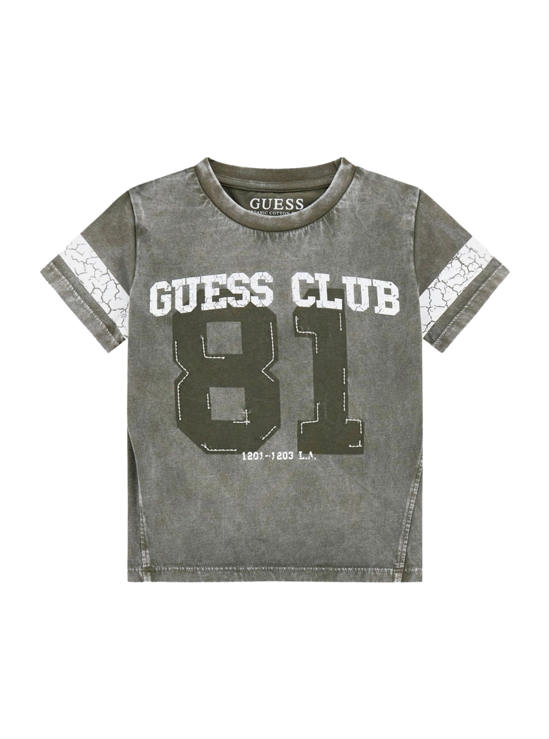 GUESS Kids Green Football Logo Boxy T-Shirt (2-7) N5YI17K8HM4 Front View