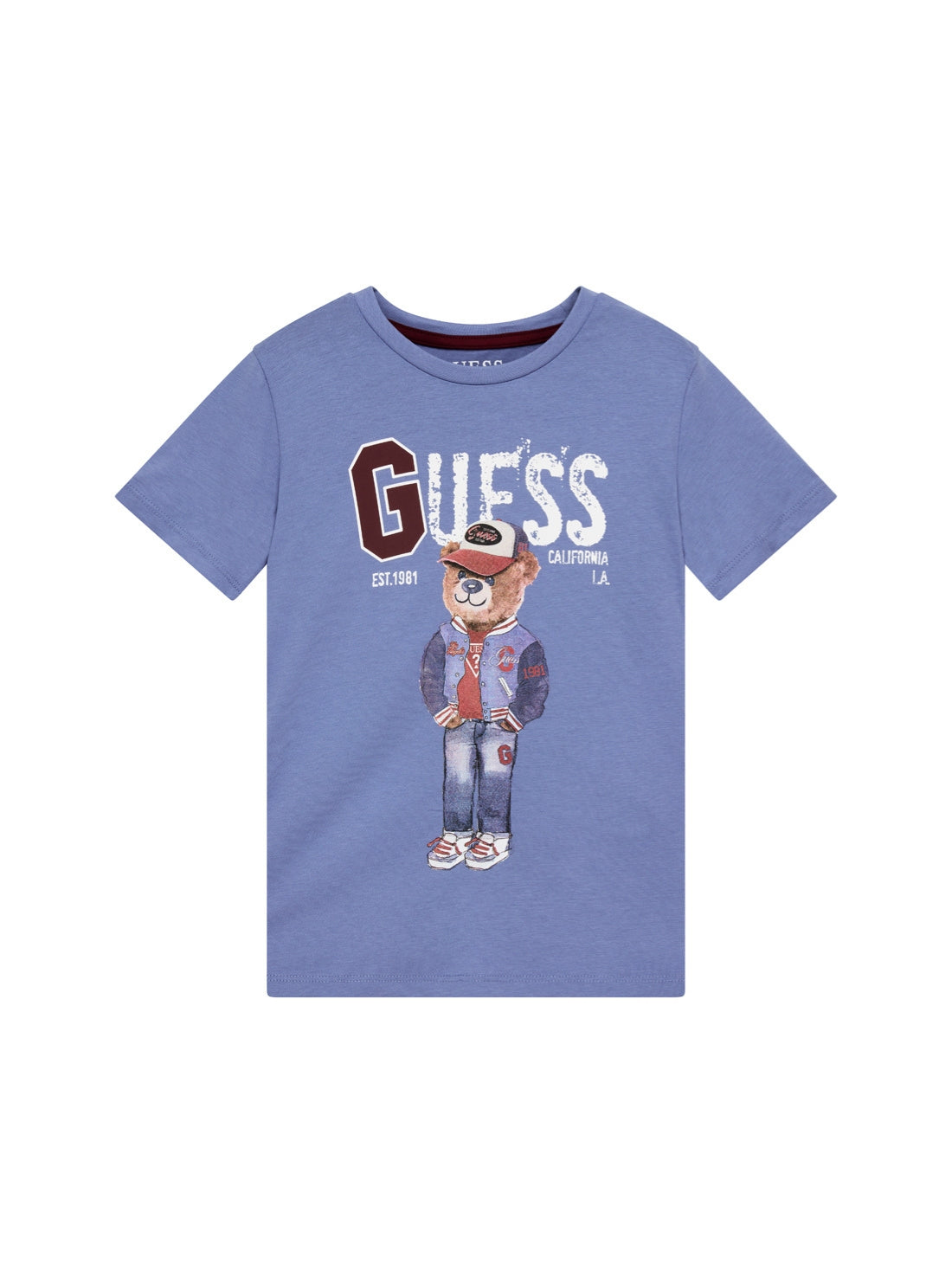 GUESS Kids Eco Blue Bear T-Shirt (2-7) N5YI22K8HM4 Front View