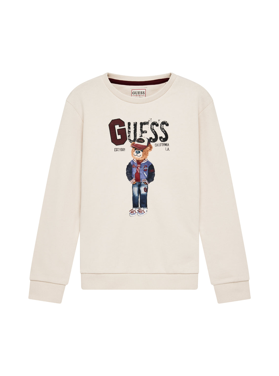 GUESS Kids Eco Beige Long Sleeve Active Top (2-7) N5YQ05KAD74 Front View