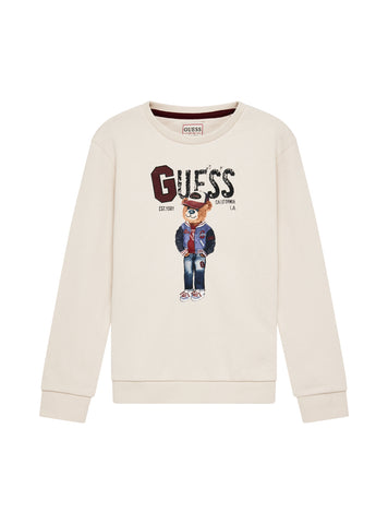 GUESS Kids Eco Beige Long Sleeve Active Top (2-7) N5YQ05KAD74 Front View