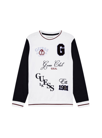 GUESS Kids Eco White Long Sleeve Active Top (2-7) N5YQ07K8VA4 Front View