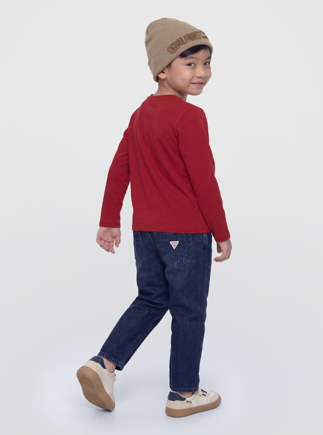 GUESS Kids Darker Wash Balloon Jeans (2-7) N6BA02D2177 Model View3