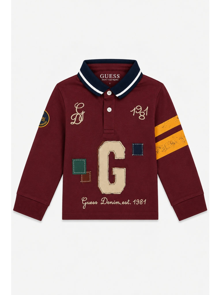 Chocolate Bark Long Sleeve Polo Shirt (2-7) | GUESS