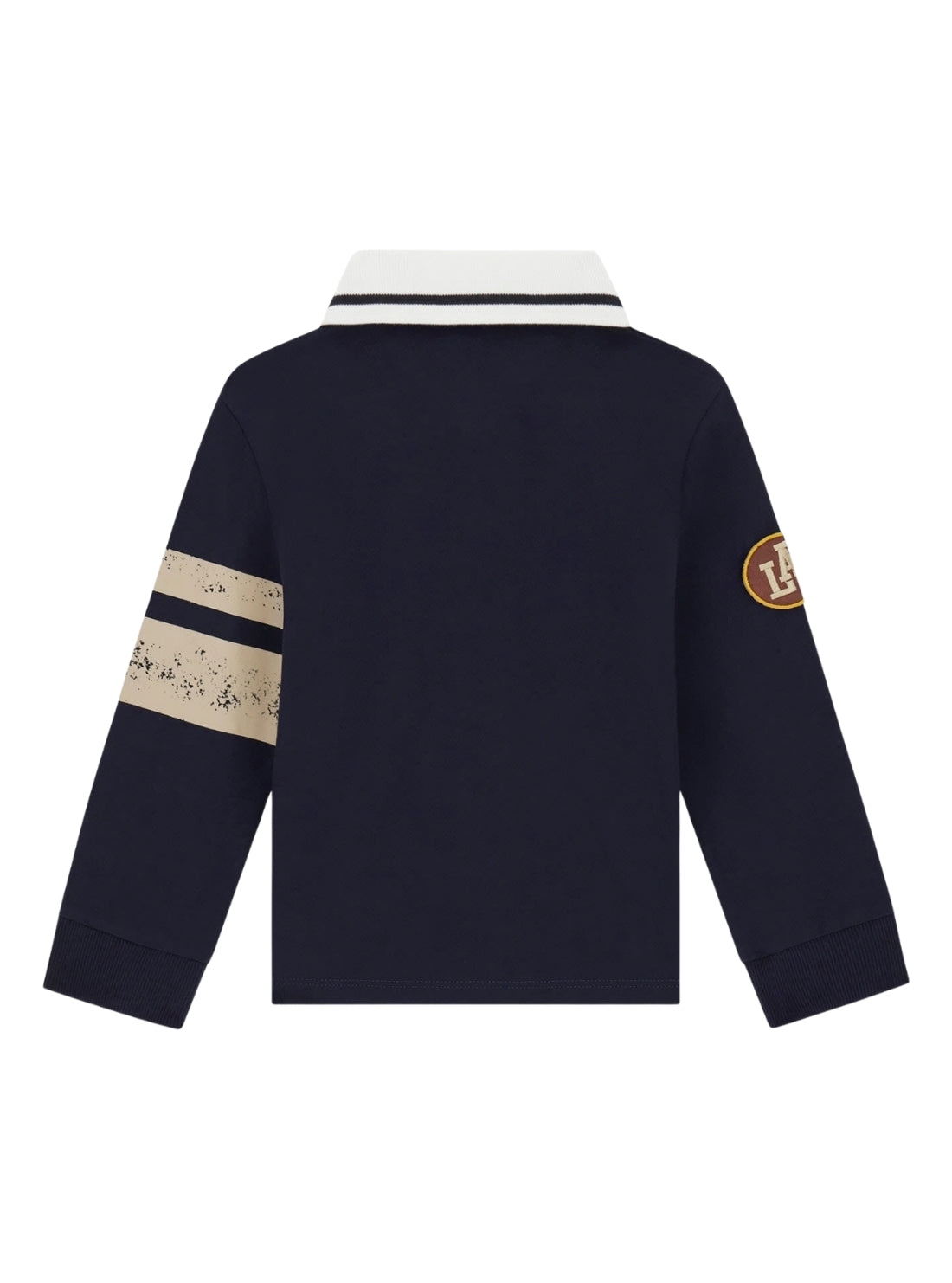 GUESS Kids Blue Varsity Logo Long Sleeve Polo (2-7) N6BP01K8017 Back View