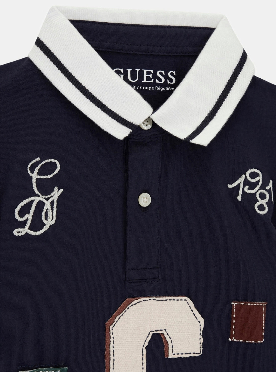GUESS Kids Blue Varsity Logo Long Sleeve Polo (2-7) N6BP01K8017 Detail View