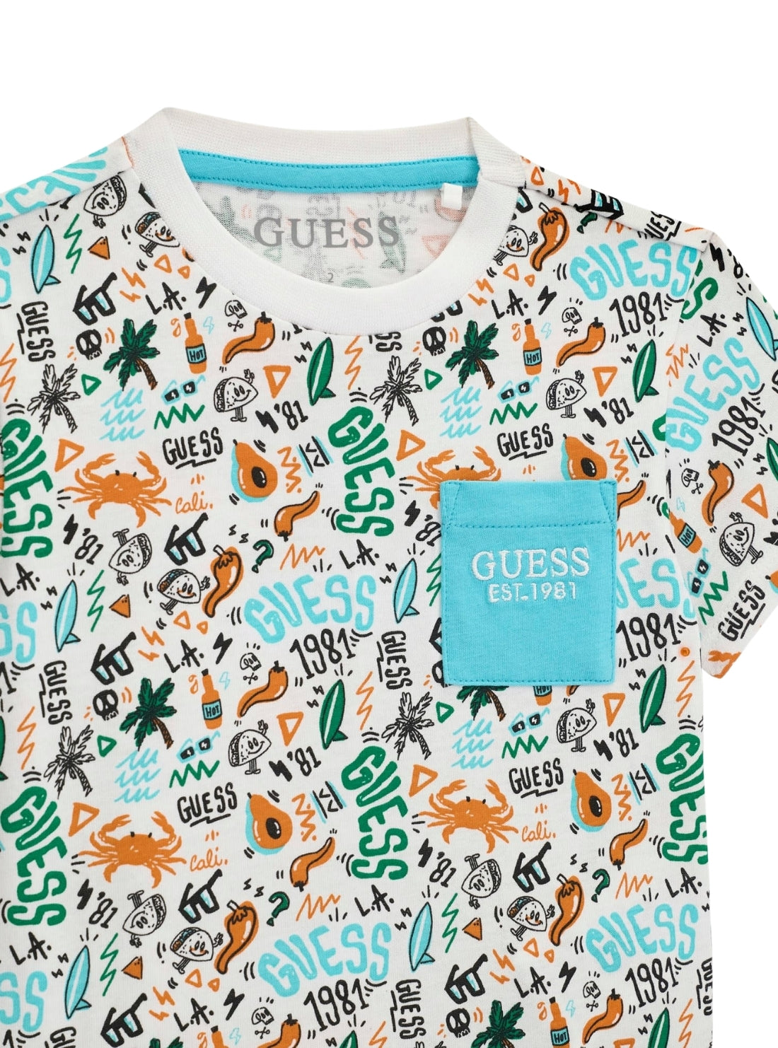 GUESS Kids Multi Summer Graphic T-Shirt (2-7) N6GI03K8HM4 Detail View