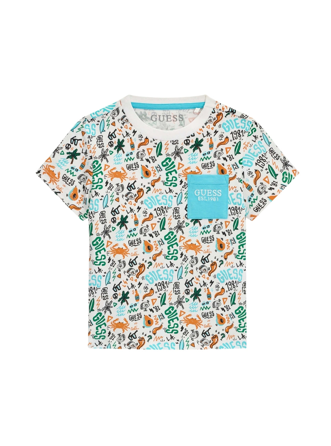 GUESS Kids Multi Summer Graphic T-Shirt (2-7) N6GI03K8HM4 Front View