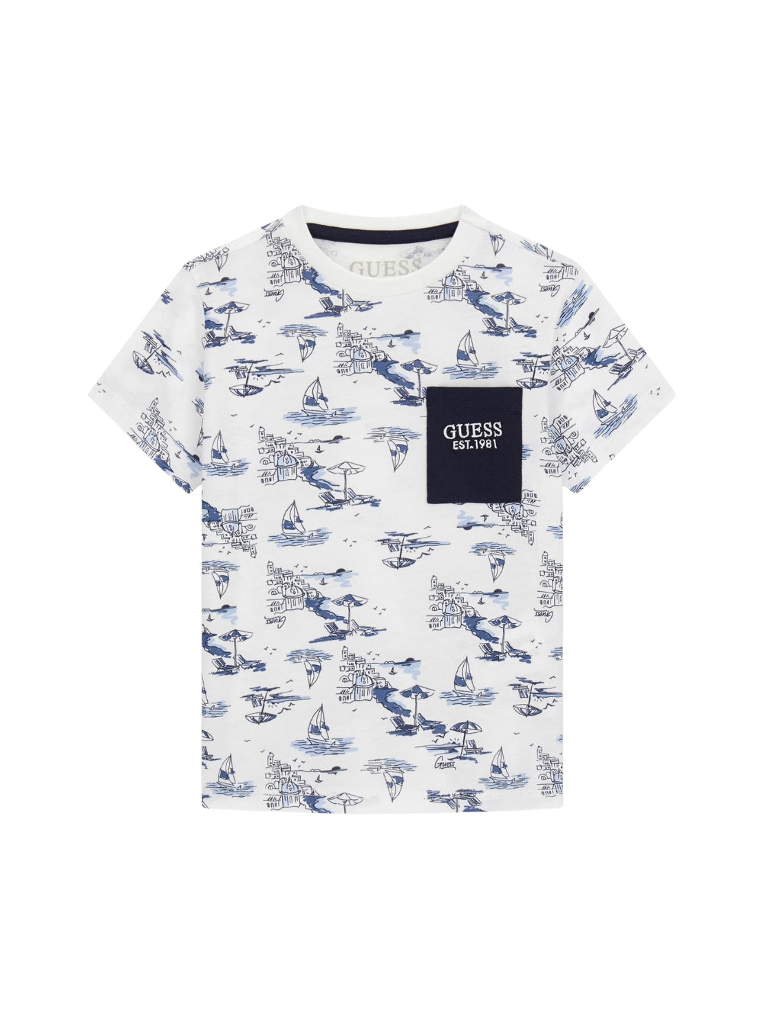 GUESS Kids  Blue City Print T-Shirt (2-7) N6GI03K8HM4 Front View