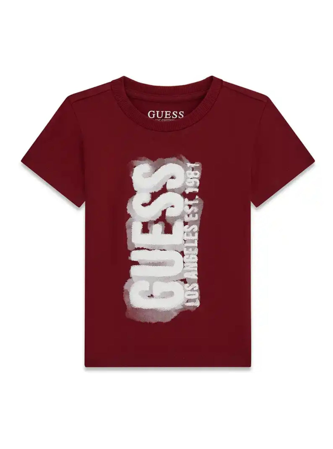 GUESS Kids Red Short Sleeve Logo T-Shirt (2-7) N6RI11K8HM4 Front View