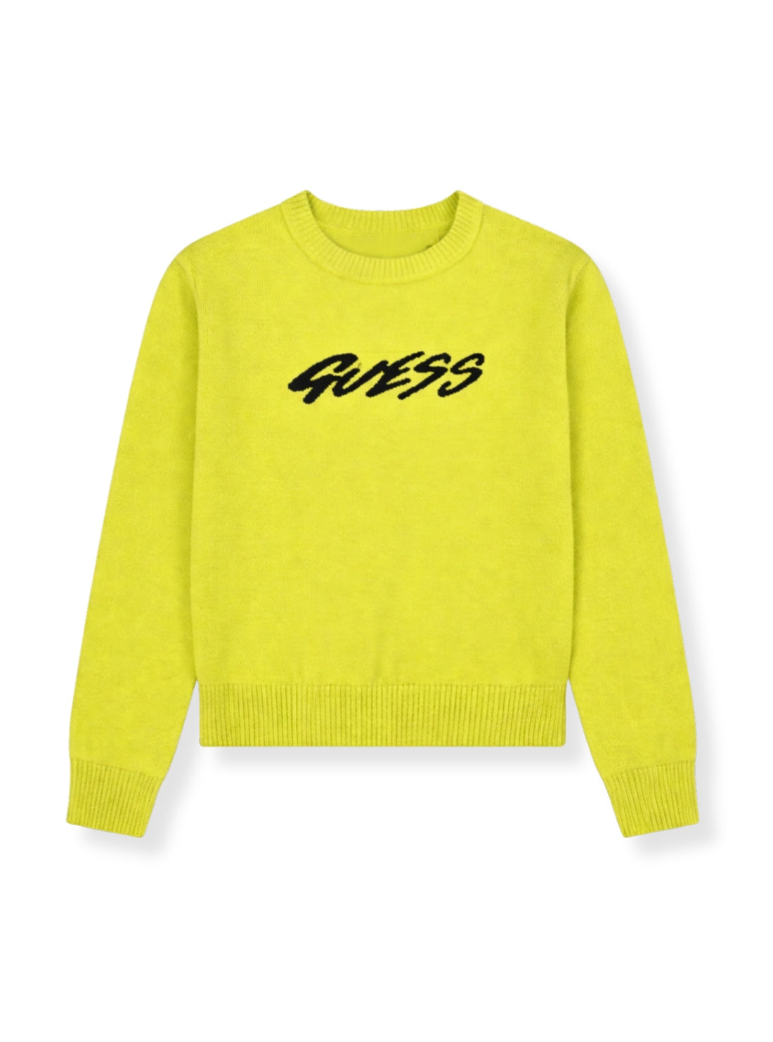 GUESS Kids Yellow Long Sleeve Logo Sweater (2-7) N6RR07Z2BB0 Front View