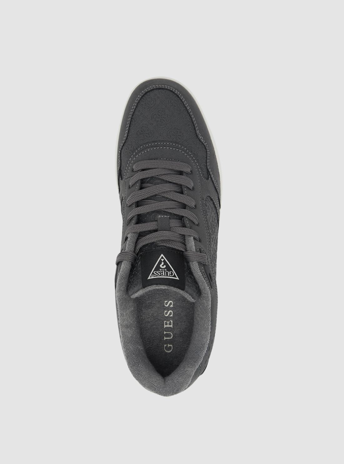 GUESS Mens Footwear Dark Grey Logo Nanon Low Top Sneakers NANON Top View
