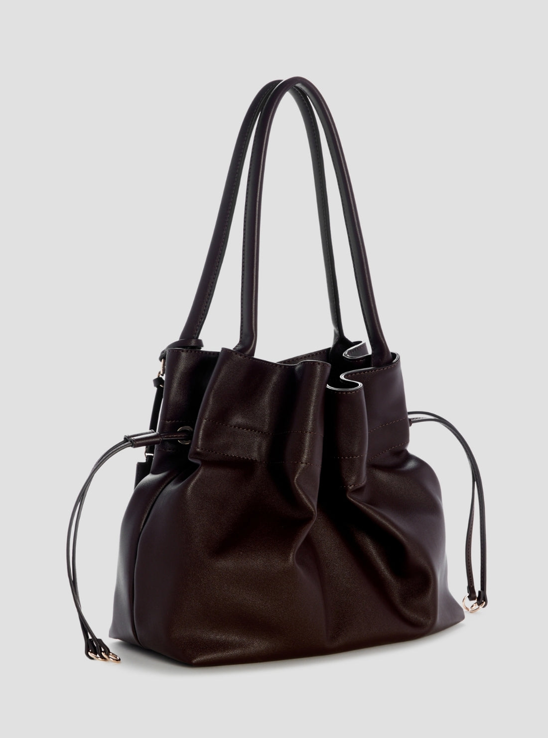 GUESS Womens Brown Karima Drawstring Tote Bag NG224923 Back Side View