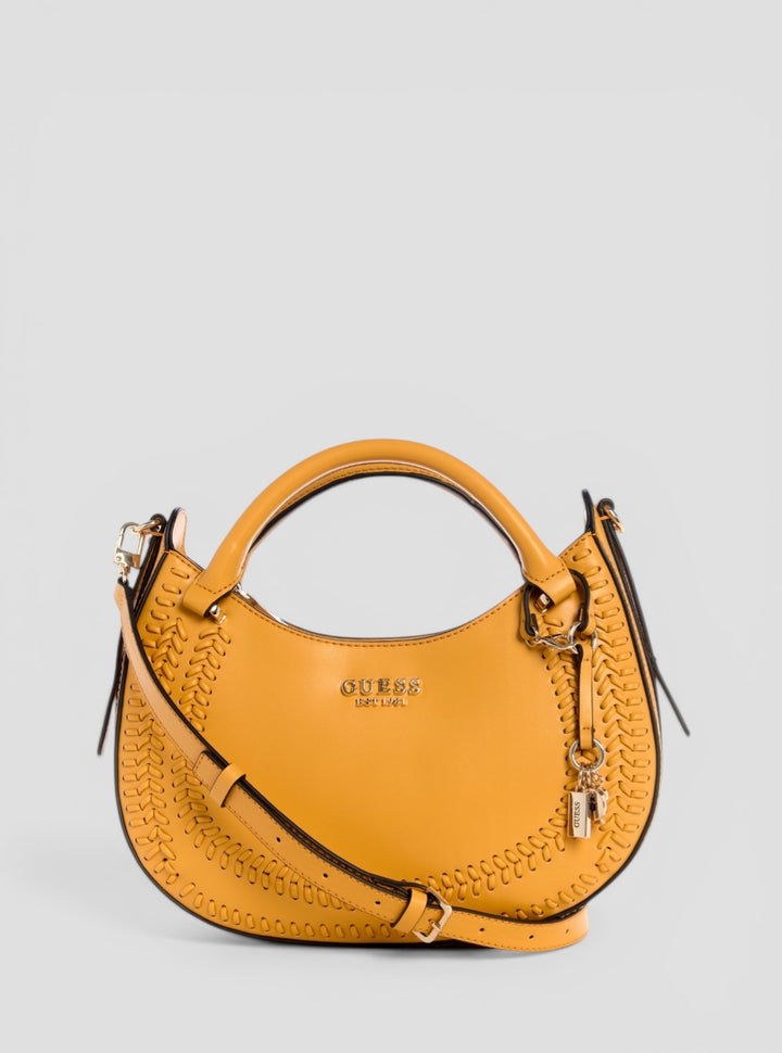 GUESS Womens Yellow Tatum Satchel Bag NG966706 Front View
