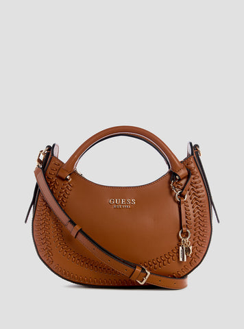 GUESS Womens Brown Tatum Satchel Bag NG966706 Front View