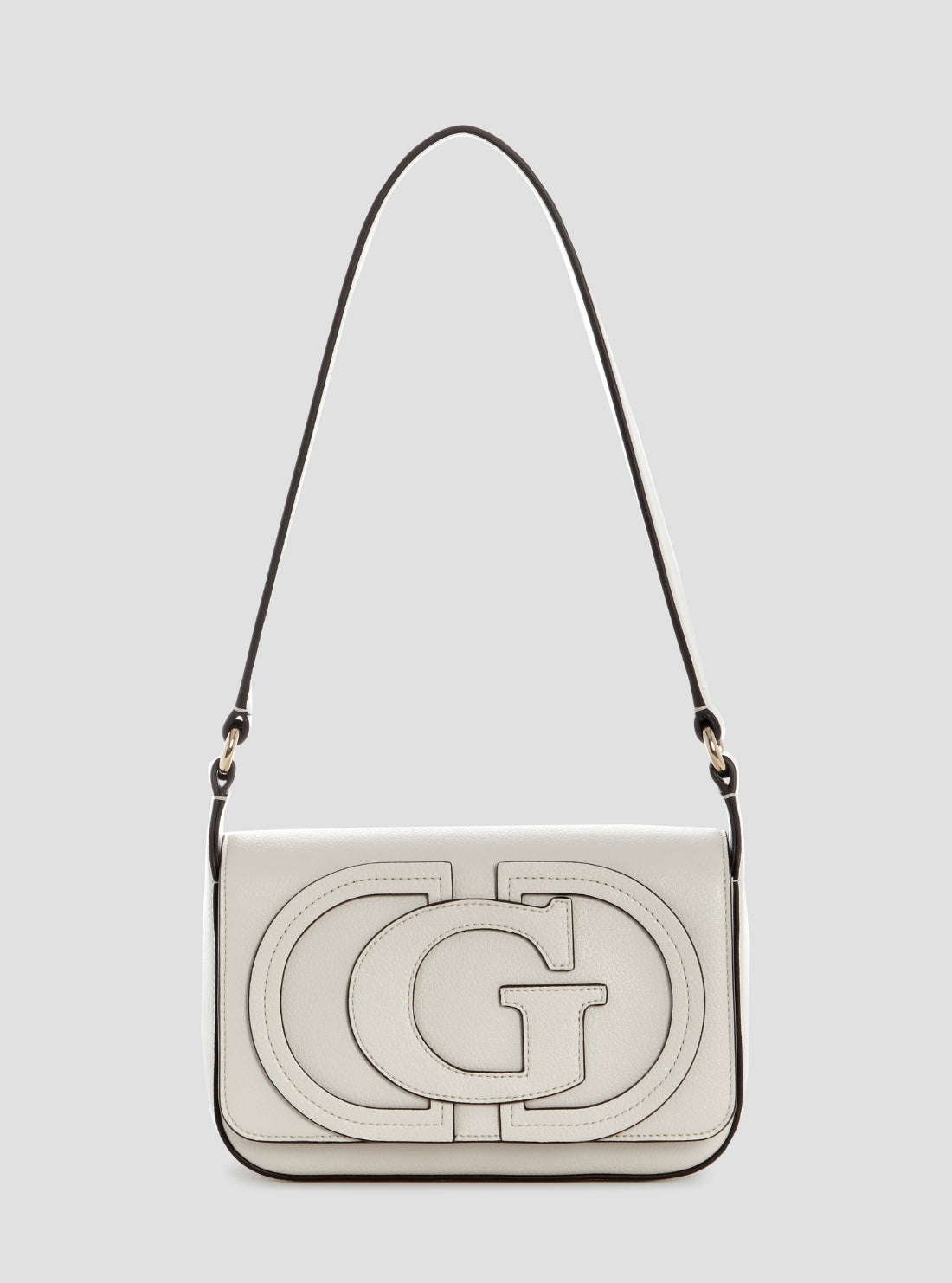 GUESS Womens White Ruby Flap Shoulder Bag NG974019 Front View