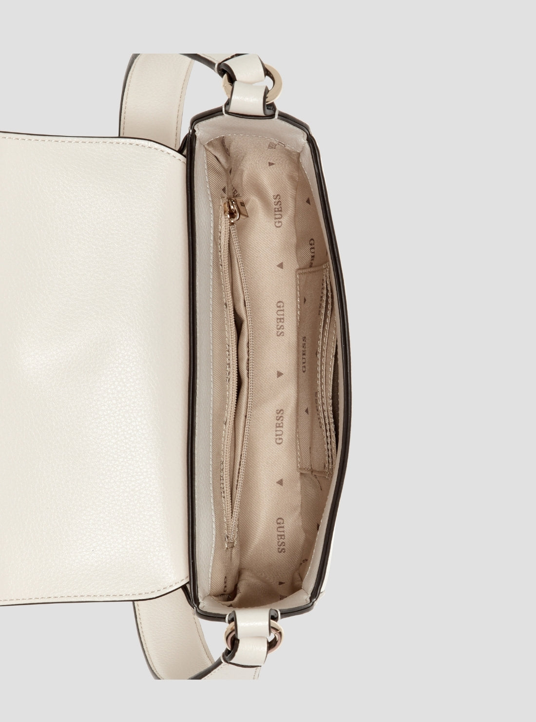 GUESS Womens White Ruby Flap Shoulder Bag NG974019 Inside View