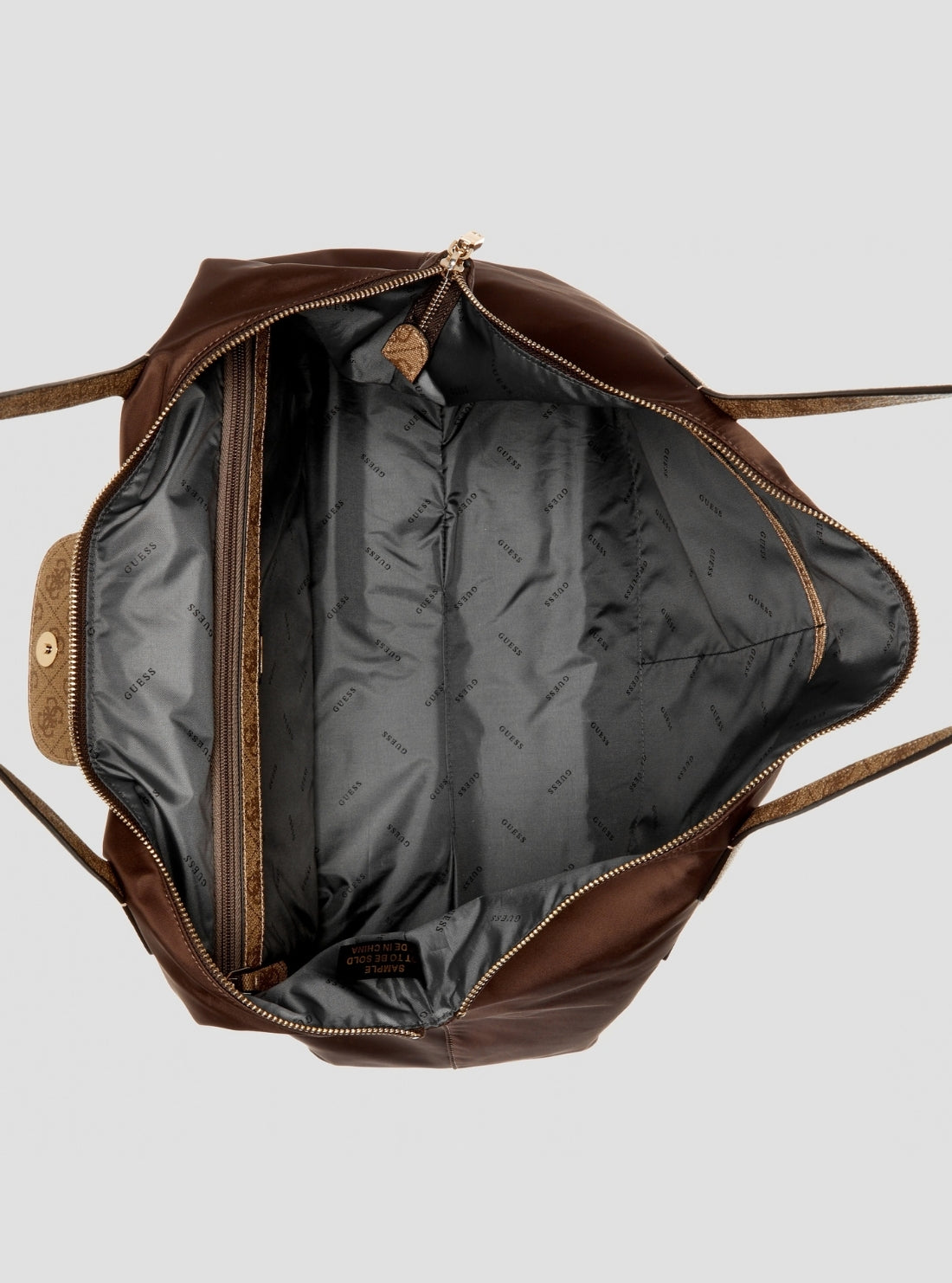 GUESS Womens Brown Hayley Large Carry On Tote Bag NK3244017 Inside View