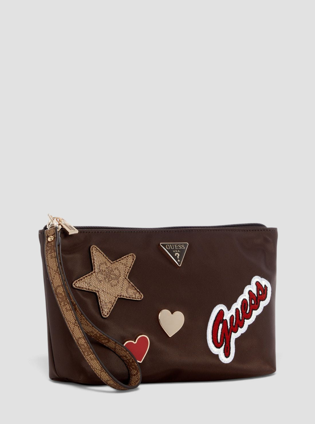 GUESS Accessories Brown Hayley Wristlet Cosmetic Pouch NK3244064 Side View