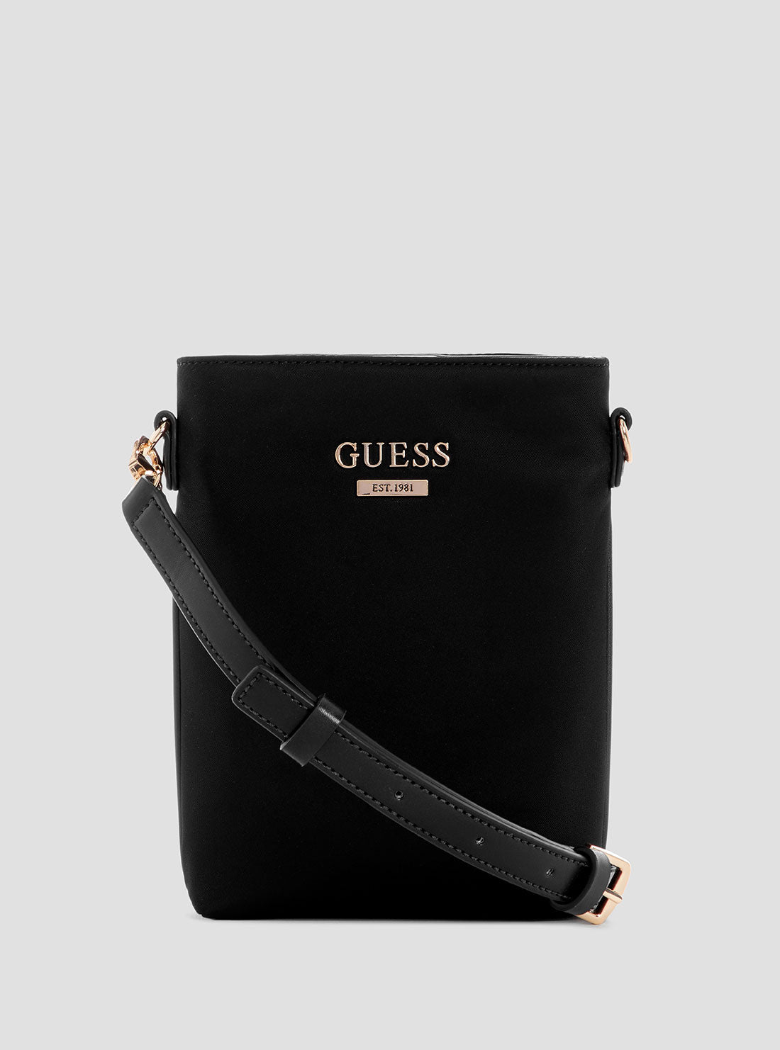 GUESS Womens Black Follie Travel Chit Chat Crossbody Bag NN9676015 Front View