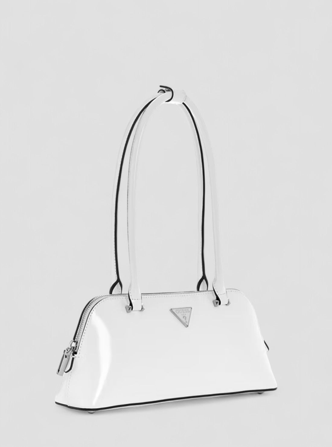 GUESS Womens White Arnela Shoulder Satchel Bag NY949608 Front Side View