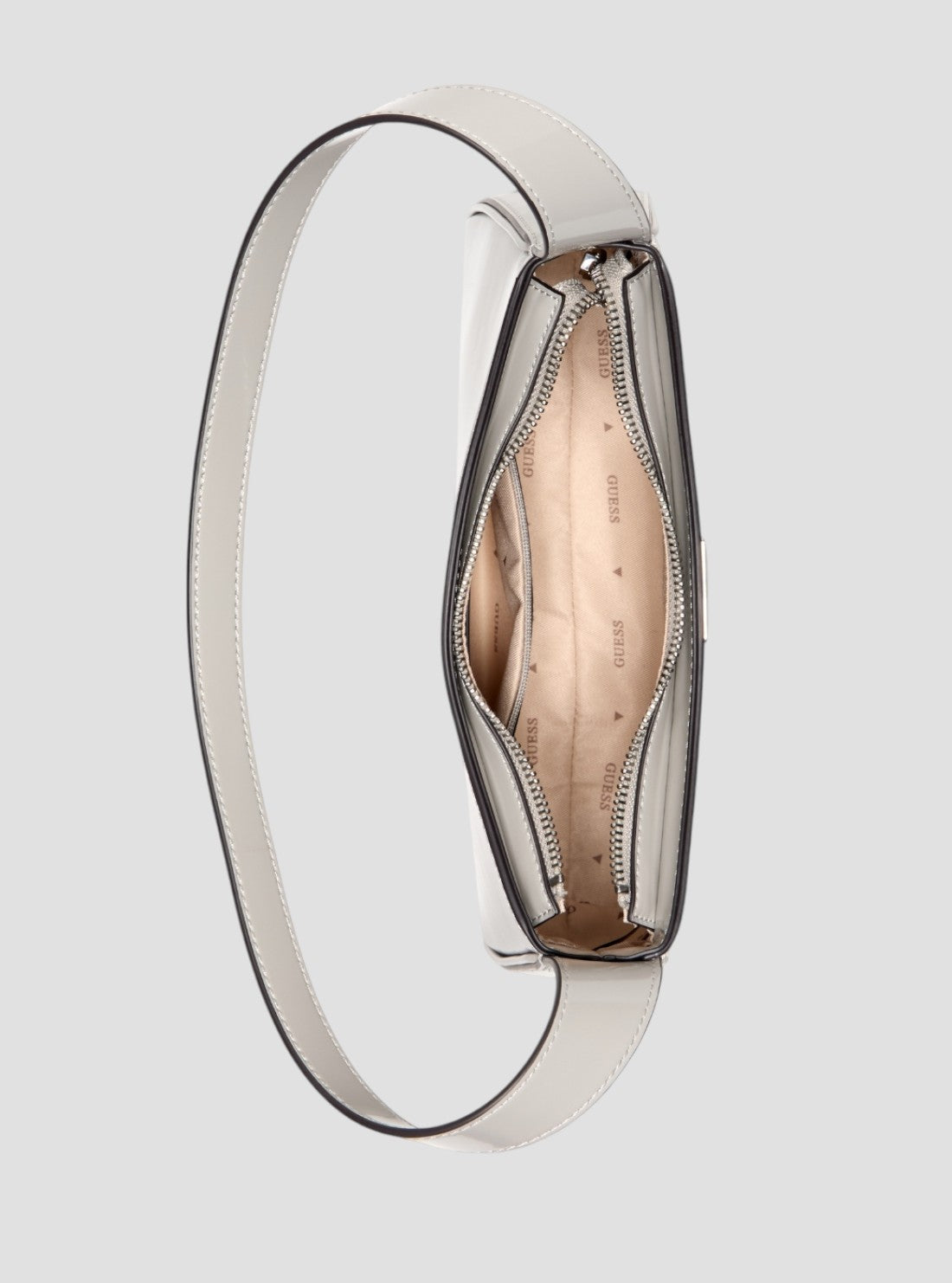 GUESS Womens Grey Arnela Top Zip Shoulder Bag NY949617 Inside View