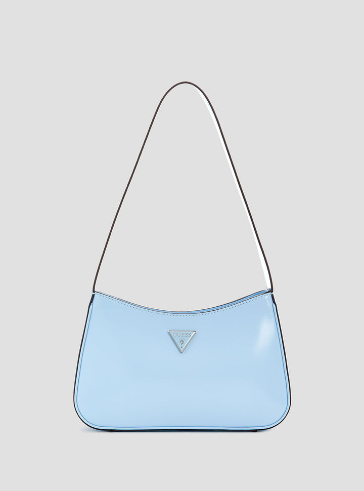 GUESS Womens Blue Arnela Top Zip Shoulder Bag NY949617 Front View