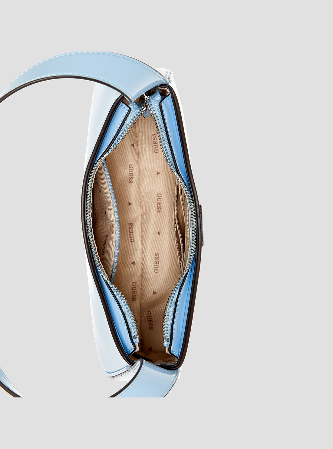 GUESS Womens Blue Arnela Top Zip Shoulder Bag NY949617 Inside View