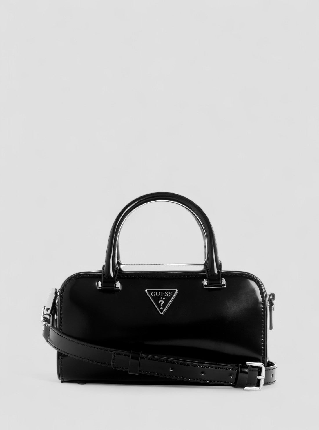 GUESS Womens Black Arnela Mini Satchel Bag NY949674 Front View