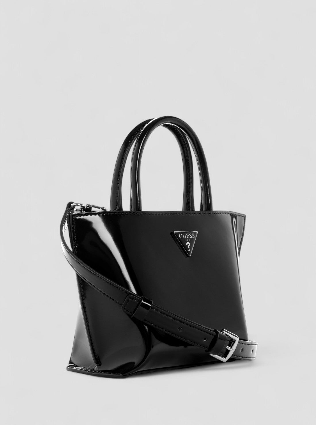 GUESS Womens Black Arnela Mini Tote Bag NY949675 Front Side View