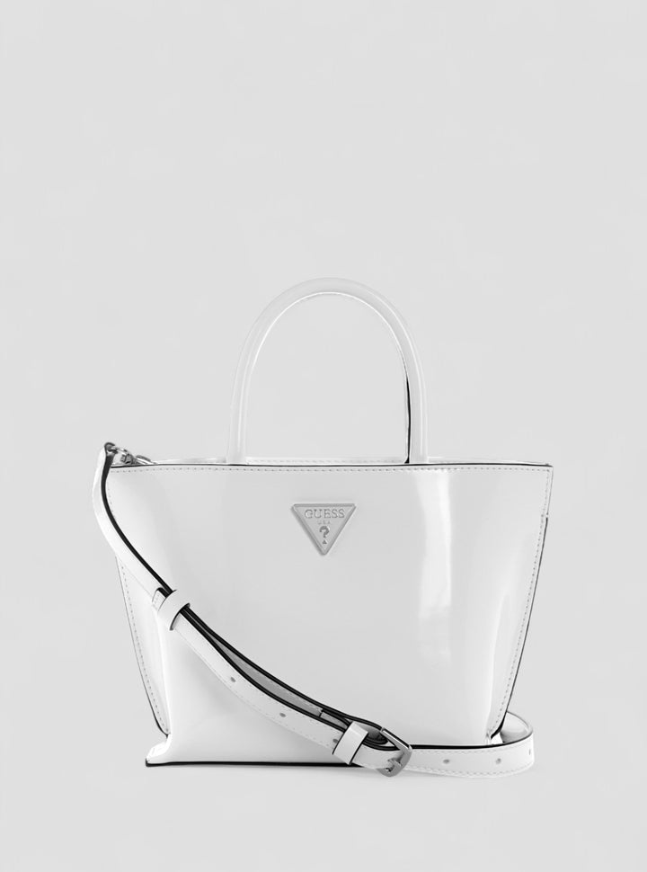 GUESS Womens White Arnela Mini Tote Bag NY949675 Front View