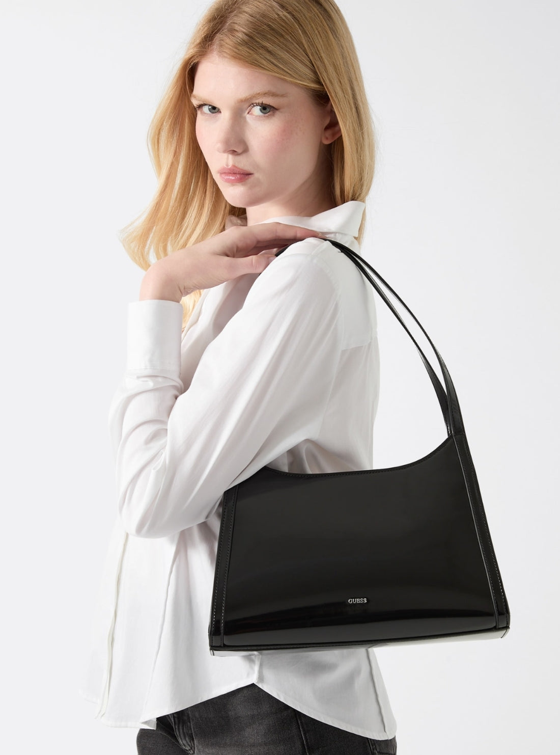 GUESS Womens Black Dali Small Carryall Bag NY972223 Model View