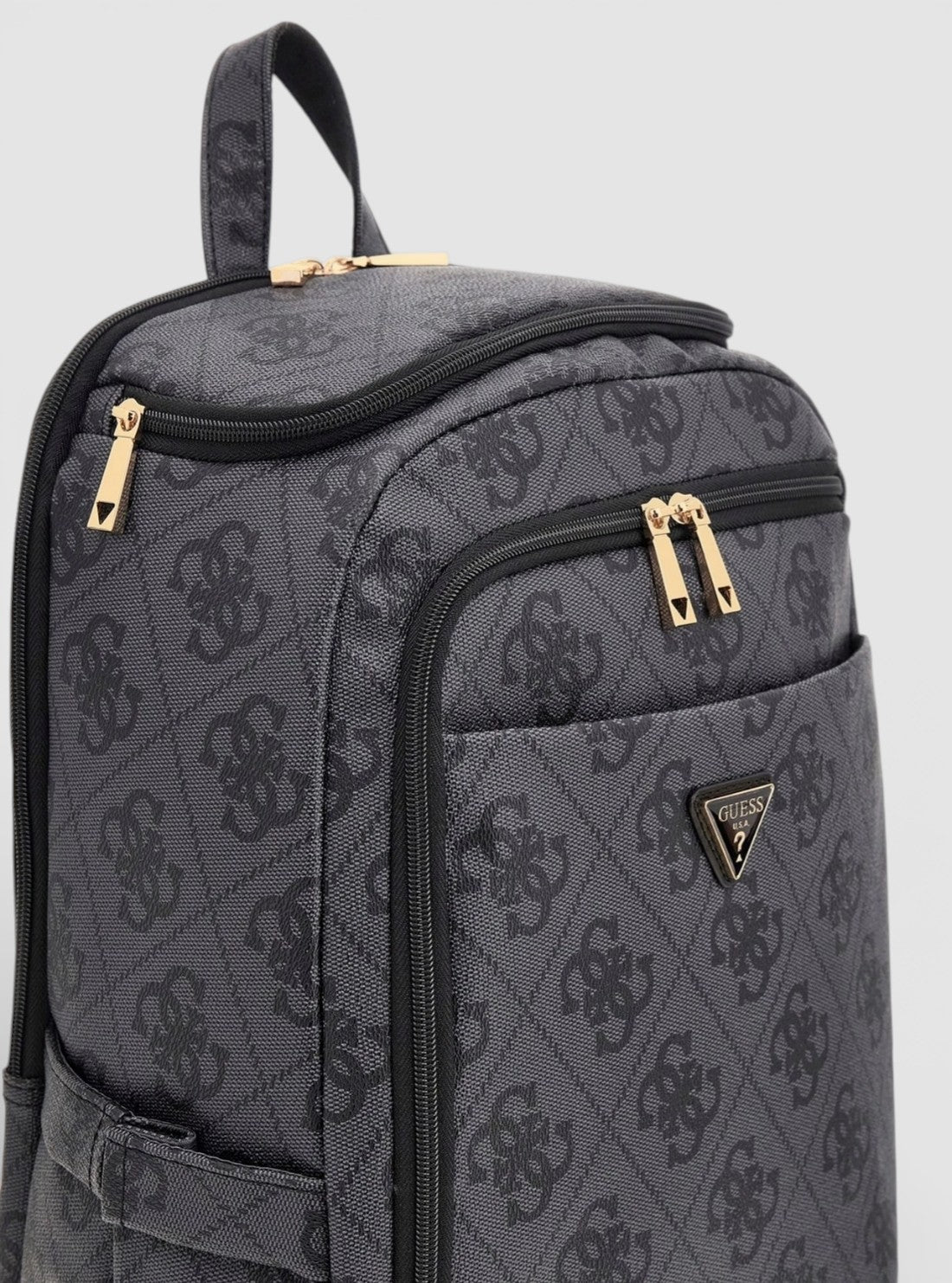 GUESS Accessories Black Logo Berta U-Zip Backpack OB8688033 Front Detail View