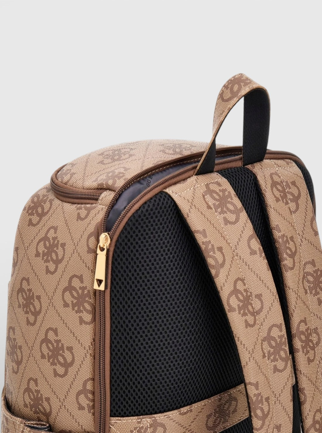 GUESS Accessories Brown Logo Berta U-Zip Backpack OB8688033 Detail View