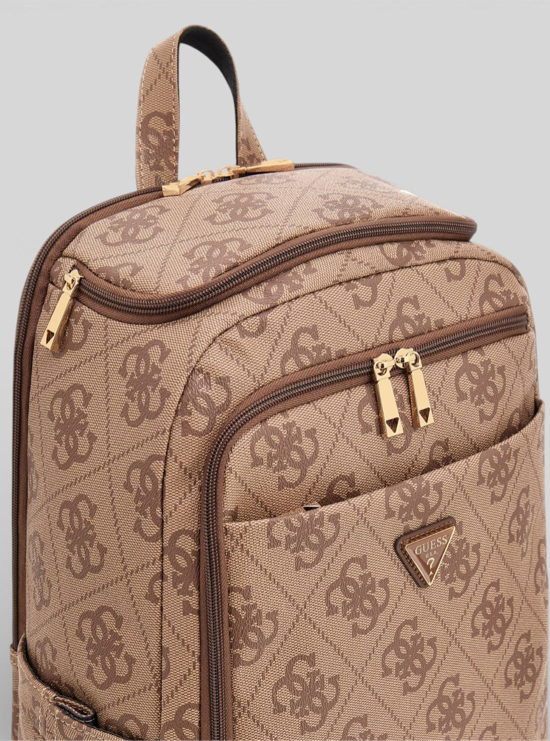 GUESS Accessories Brown Logo Berta U-Zip Backpack OB8688033 Detail View