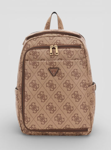 GUESS Accessories Brown Logo Berta U-Zip Backpack OB8688033 Front View